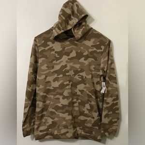 Old navy boy’s hoodie  front kangaroo pocket pull over Camo brown. XL (14/16)